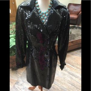 💝 BEBE BLACK COMPLETELY SEQUINED FRONT & BACK BLINGY JACKET SIZE SMALL 💝